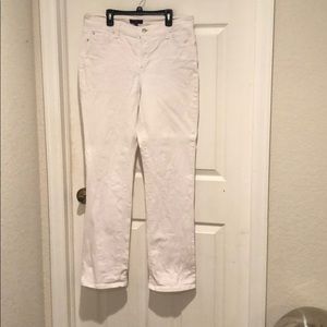 White straight leg jeans